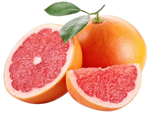 Fresh Pink Grapefruit with Slices PNG Transparent Background