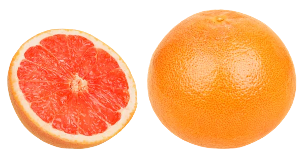Fresh Grapefruit Whole and Half PNG Transparent Background