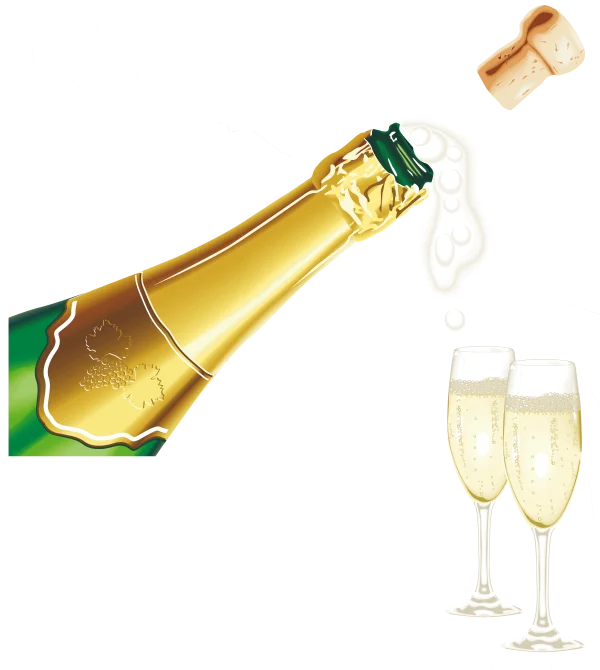Champagne Pouring into Flutes PNG Transparent Background