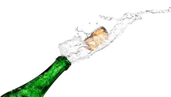 Champagne Bottle Popping with Splash PNG