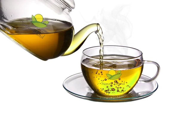 Glass Teapot Pouring Tea into Cup Transparent PNG