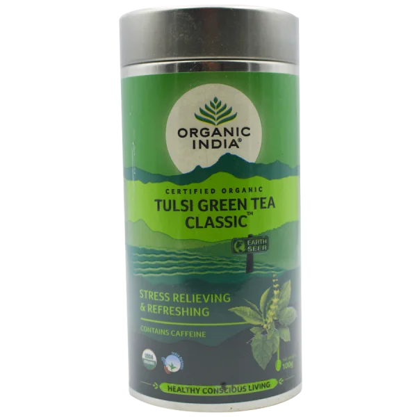 Organic India Tulsi Green Tea Classic Tin PNG
