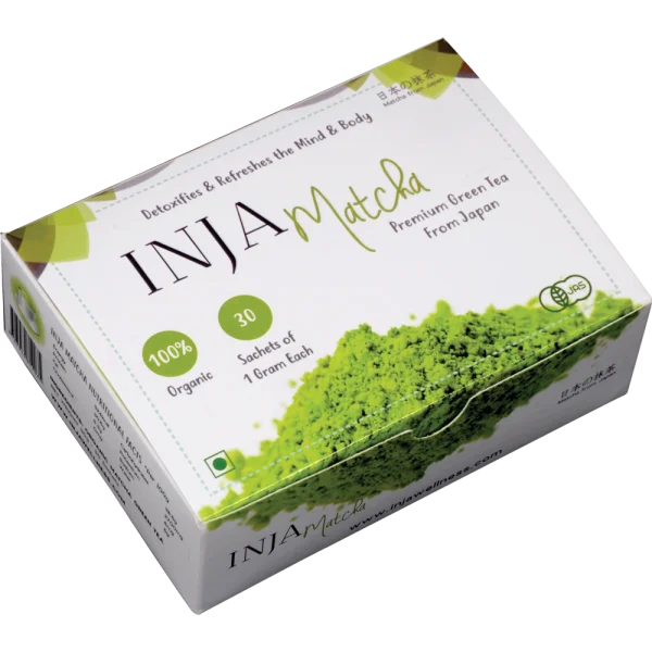 INJA Matcha Green Tea Box PNG Transparent Background