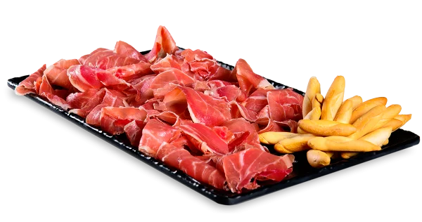 Sliced Jamón Serrano and Breadsticks PNG Transparent Background