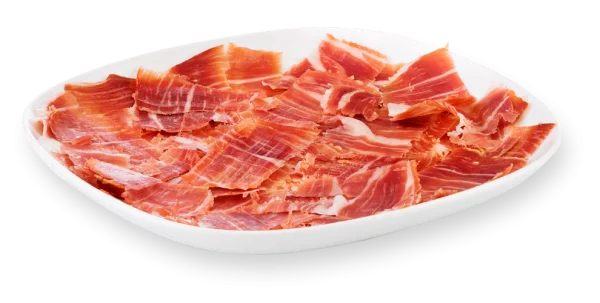 Sliced Cured Ham on Plate PNG Transparent Background
