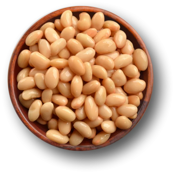 White Beans in Wooden Bowl PNG