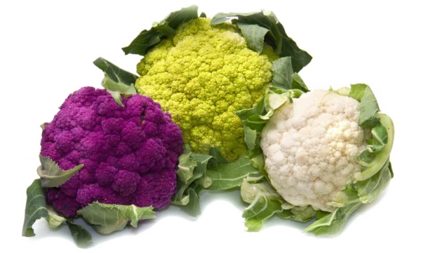 Three Colorful Cauliflowers PNG Transparent Background