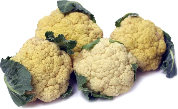Four Fresh Cauliflower Heads PNG Transparent Background