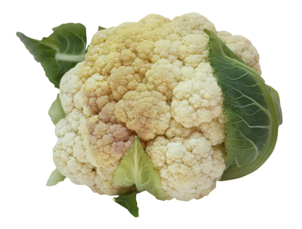 Fresh Cauliflower with Leaves PNG Transparent Background