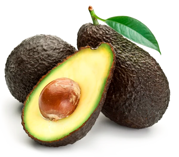 Ripe Avocados with Leaf and Half Cut PNG