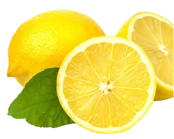 Fresh Lemons with Green Leaf PNG Transparent