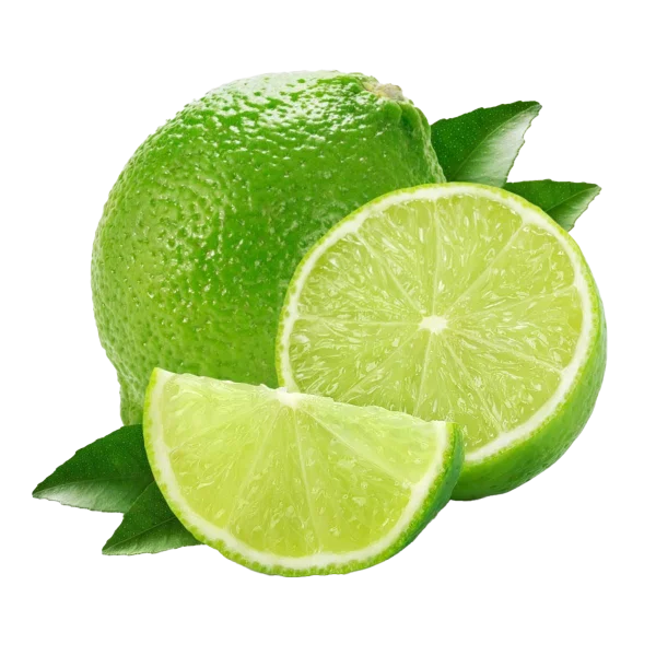 Fresh Limes Whole and Sliced PNG Transparent Background