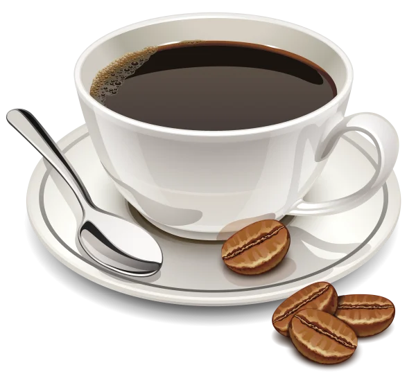 Coffee Cup with Beans and Spoon PNG