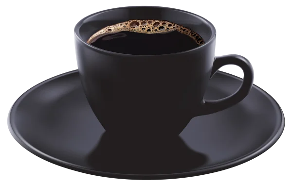 Black Coffee Cup with Saucer PNG Transparent