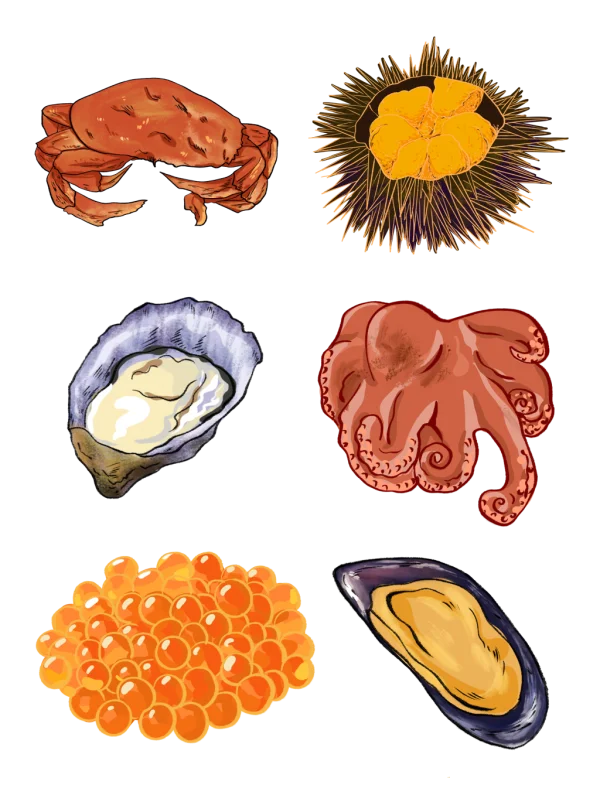 Assorted Seafood Collection PNG Transparent Background