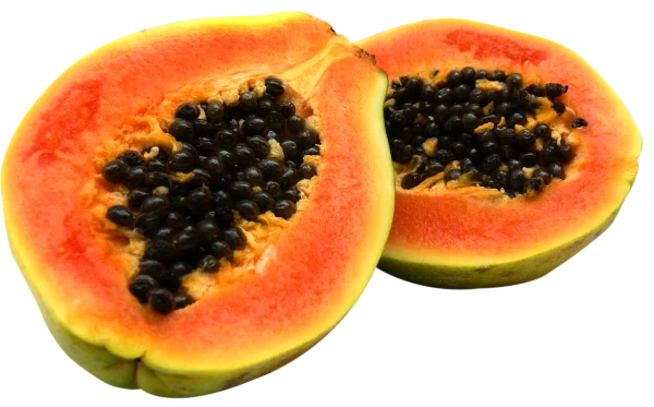 Ripe Papaya Halves PNG Transparent Background