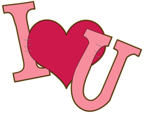 Pink I Love You Heart Transparent Sticker PNG