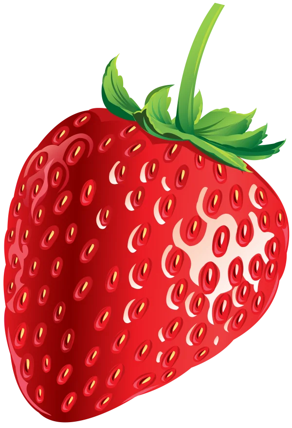 Red Strawberry with Green Leaves PNG Transparent Background