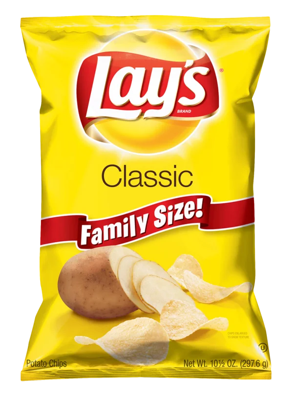 Lay's Classic Family Size Potato Chips Bag PNG