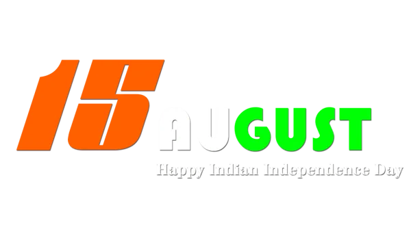 15 August Indian Independence Day Text PNG