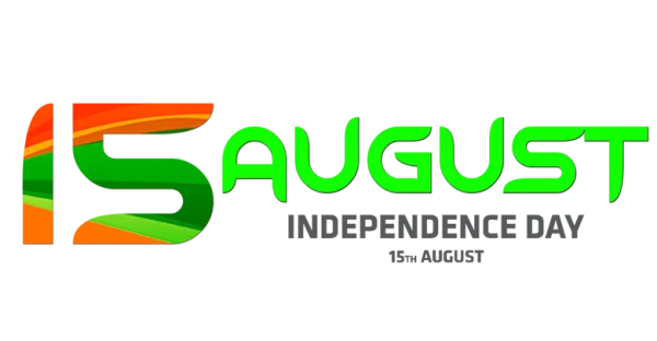 15 August Independence Day Text Design PNG