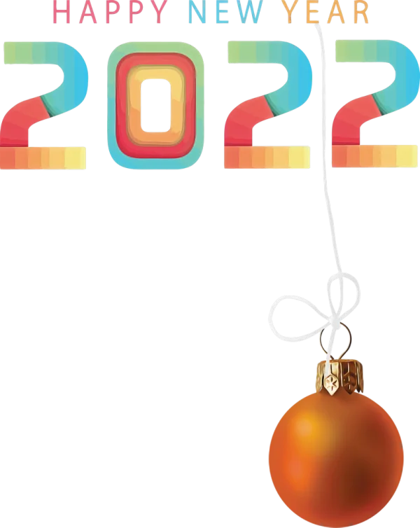 Happy New Year 2022 with Christmas Ornament PNG