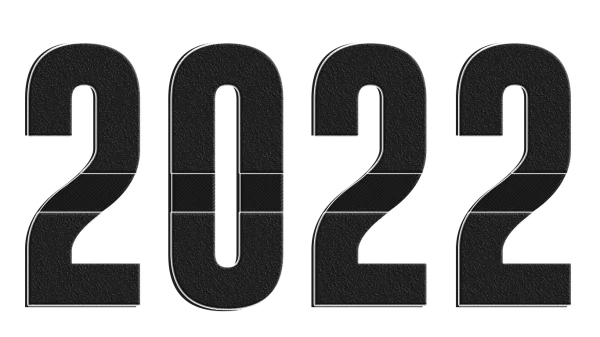 2022 Black Textured Numbers Transparent PNG