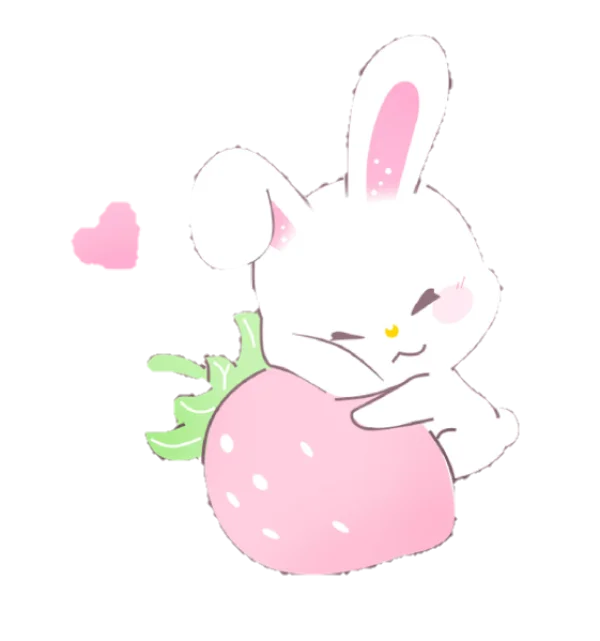 Cute Bunny Hugging Strawberry Transparent PNG
