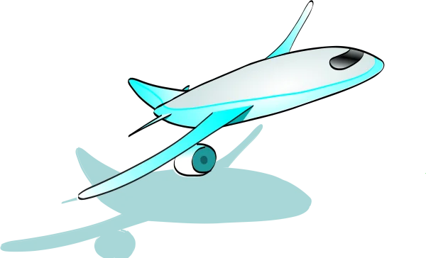 Blue and White Cartoon Airplane PNG