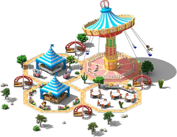Isometric Amusement Park Scene PNG Transparent Background