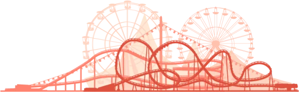 Amusement Park Roller Coaster and Ferris Wheel PNG