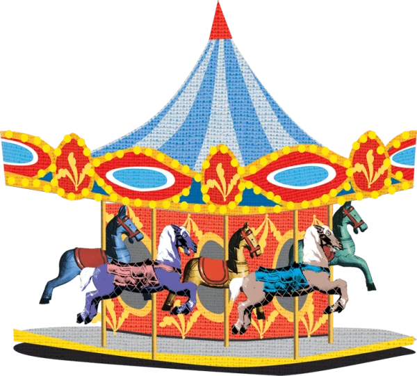 Colorful Merry-Go-Round Carousel PNG Transparent Background