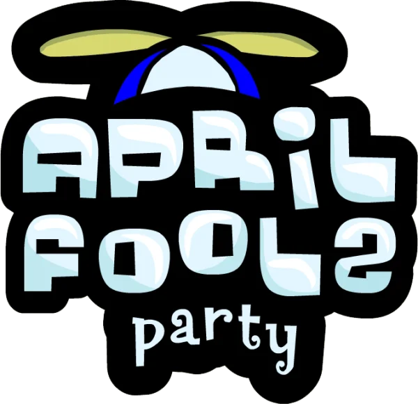 April Fools Party Logo with Helicopter Hat PNG