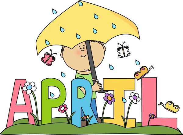 Cute April Showers with Child and Umbrella PNG