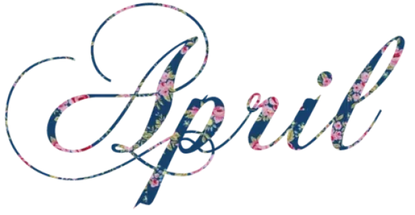 April Floral Text PNG Transparent Background
