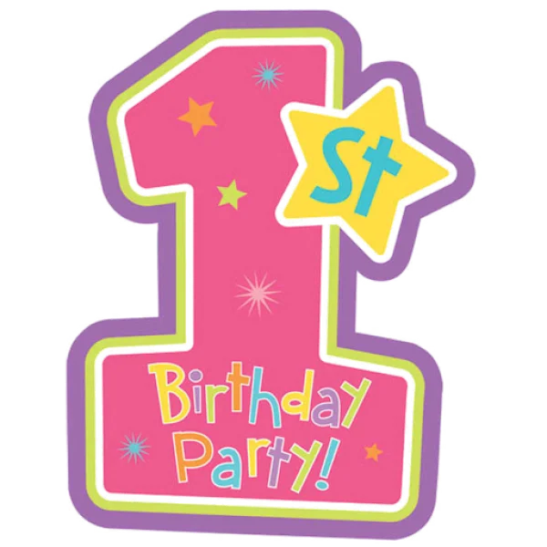 Pink First Birthday Party Number 1 PNG