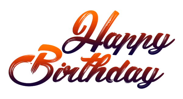 Happy Birthday Brush Script Gradient Text PNG