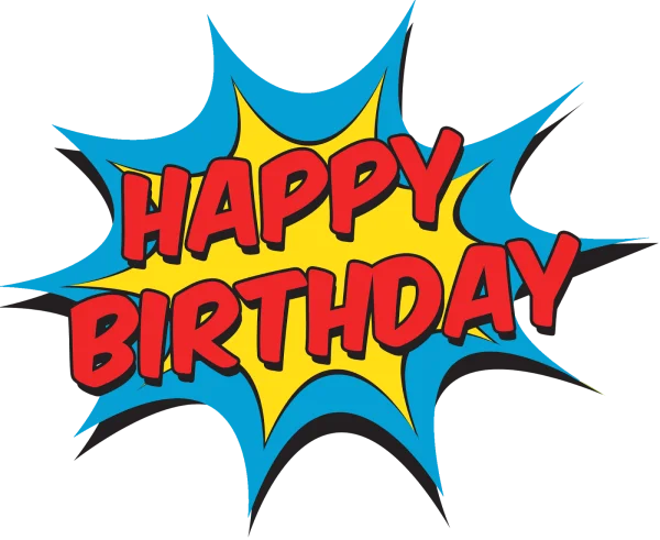 Happy Birthday Comic Burst PNG Transparent