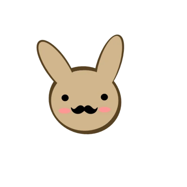 Cute Bunny Head with Mustache Icon PNG