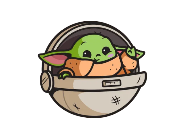 Cute Baby Yoda in Pod Cartoon PNG