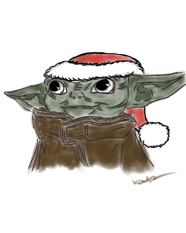 Baby Yoda with Hat Sketch PNG Transparent Background