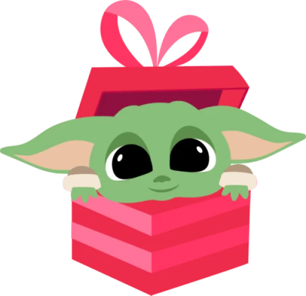 Cute Baby Yoda Gift Box PNG Transparent Background