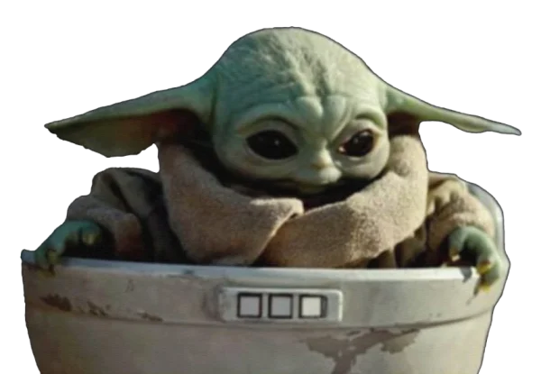 Baby Yoda Grogu in Hover Pram PNG Transparent