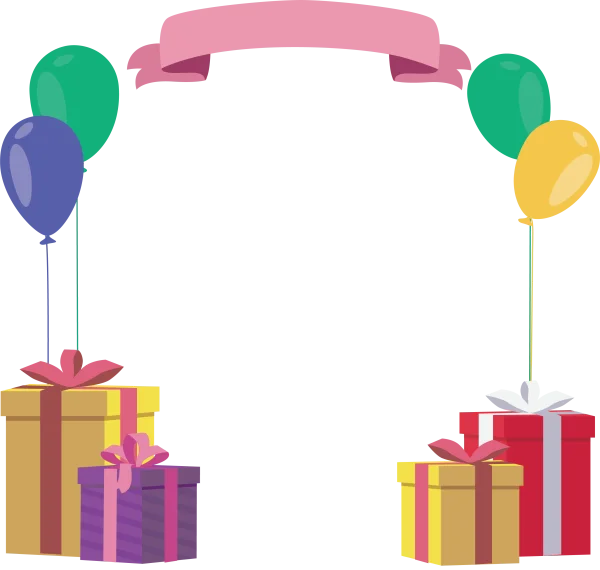 Celebration Party Frame with Balloons and Gifts PNG