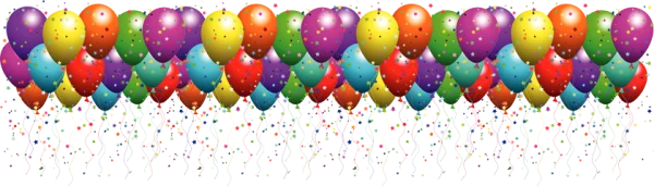 Colorful Party Balloons and Confetti PNG