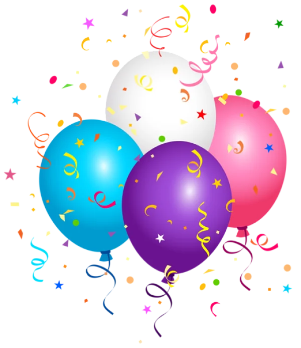 Colorful Party Balloons with Confetti PNG Transparent