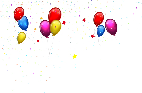 Colorful Balloons and Confetti PNG Transparent Background