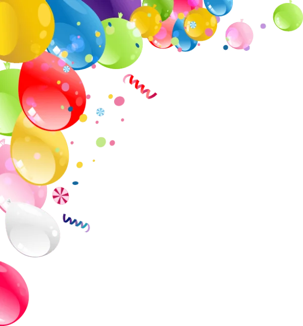Festive Balloons and Confetti Corner PNG