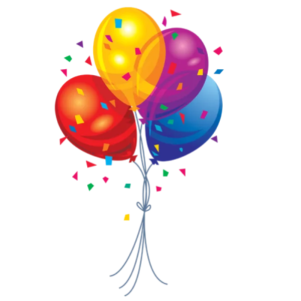 Vibrant Party Balloons with Confetti PNG Transparent