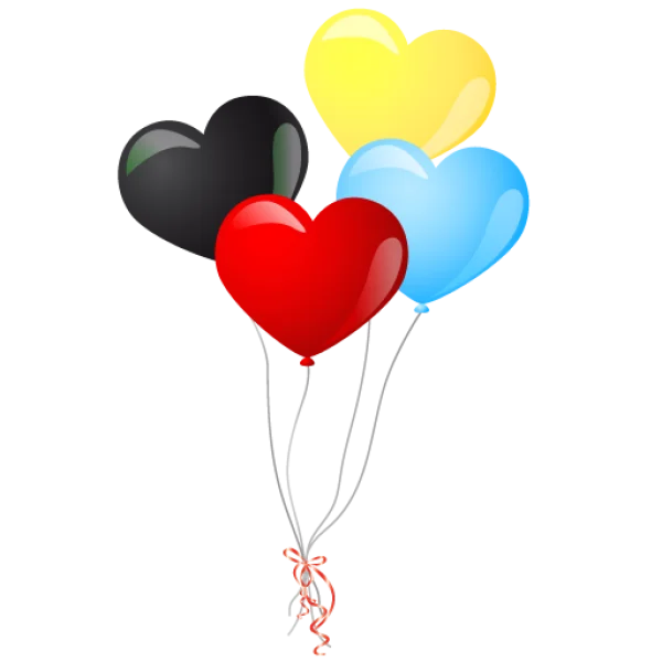 Colorful Heart Balloons PNG Transparent Background